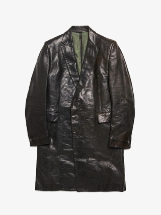Paul Harnden Shoemakers Black Double Breasted Long Wool and Linen Coat