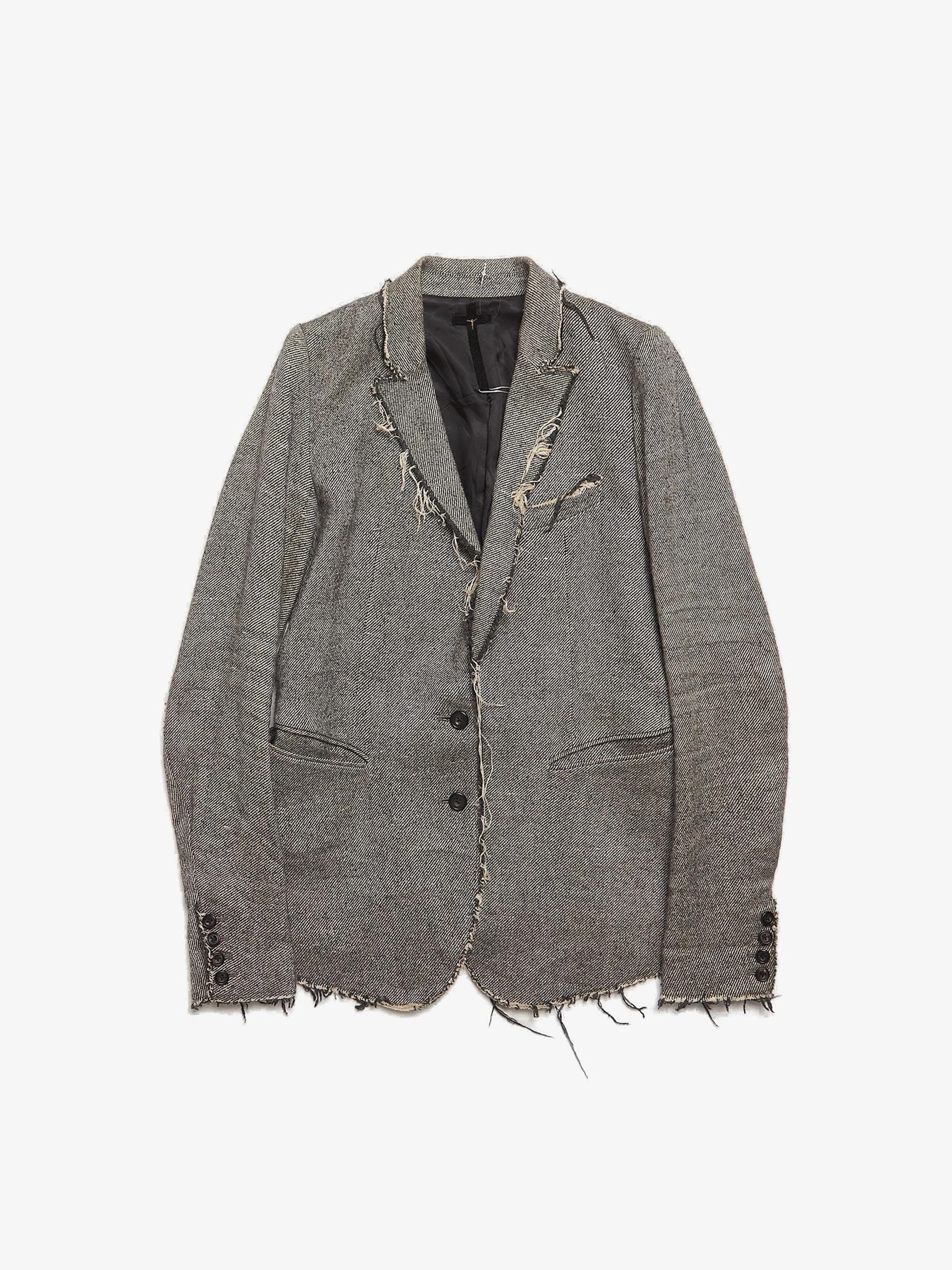 Le Grande Bleu (L.G.B.) LGB Grey Tweed Tailored Linen Blazer Jacket
