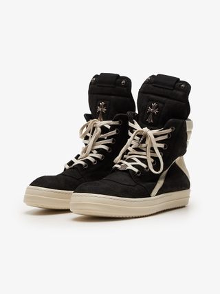 Rick Owens Milk Leather Geobasket Sneakers