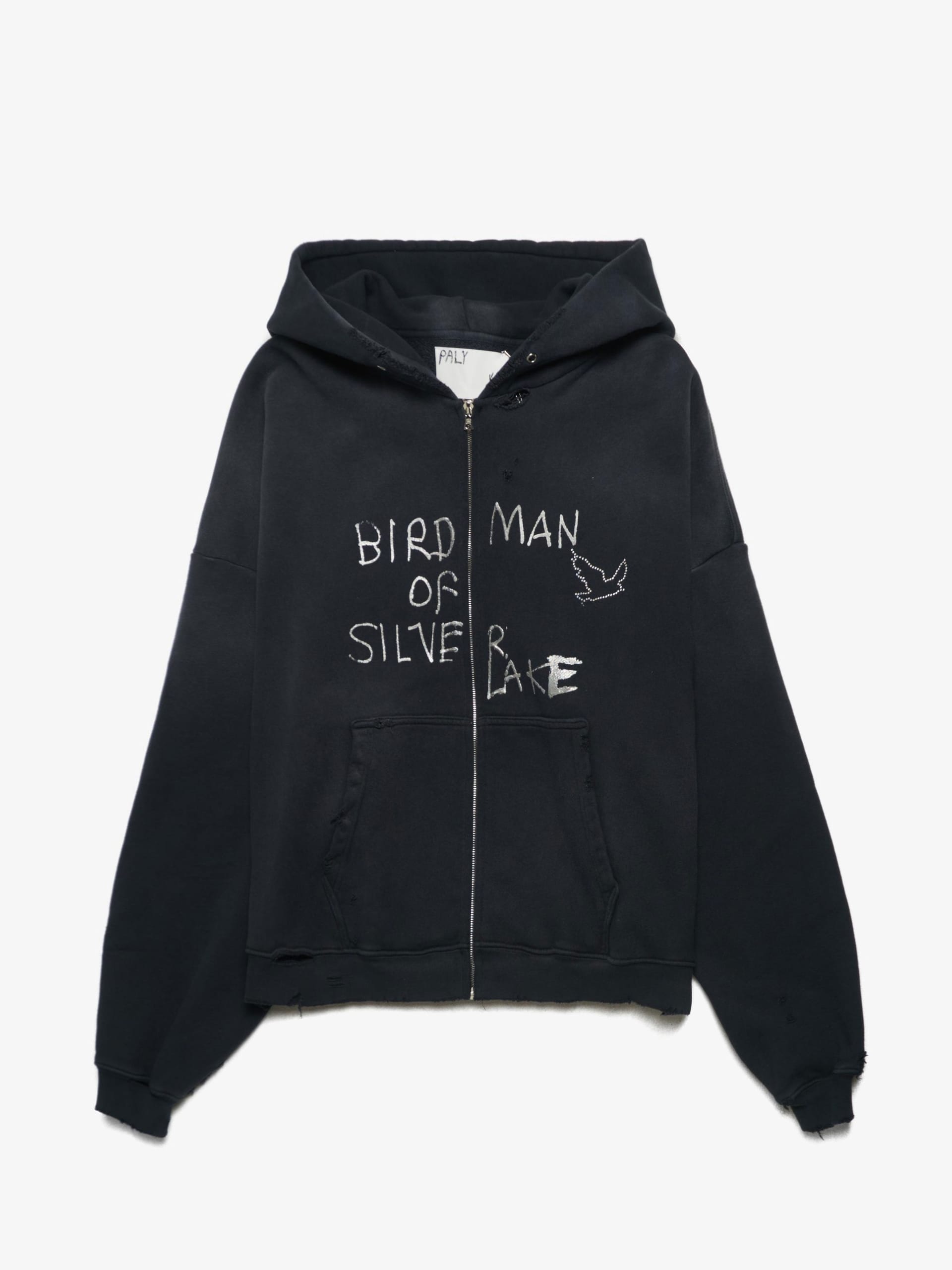 Paly Hollywood Washed Black Birdman of Silver Lake Printed Zipped