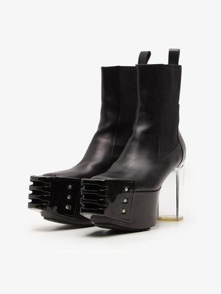 Rick Owens Black Grilled Platforms Leather High Boots