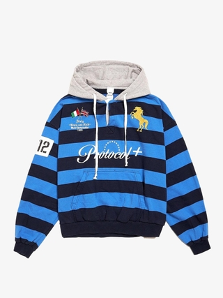 Protocol Index Blue Stripe Polo Hoodie
