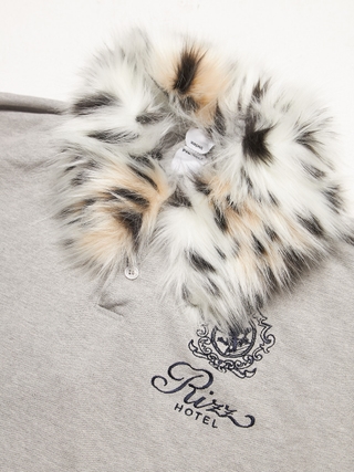 Protocol Index Grey Fur Collar Layered Polo Cotton Shirts