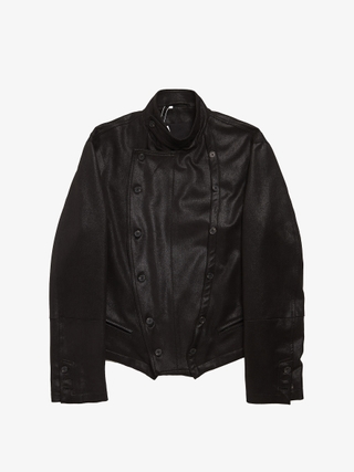 Ann Demeulemeester Black Asymmetrical Napoleon Leather Jacket