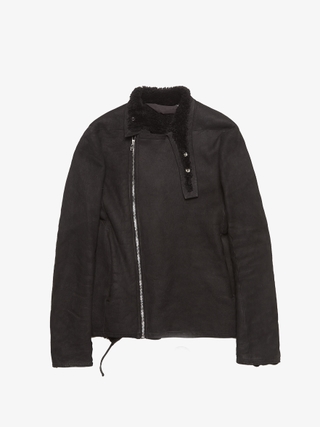 Rick Owens Black Asymmetrical Zipped Leather Sheepskin
