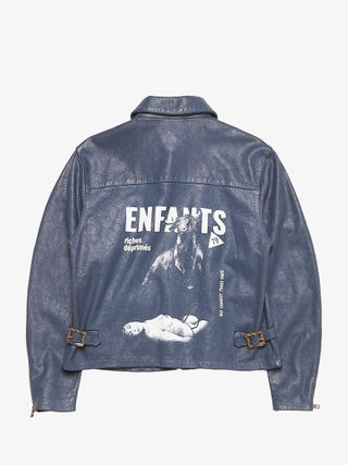 Enfants Riches Deprimes Black Checkerboard Printed Leather Jacket