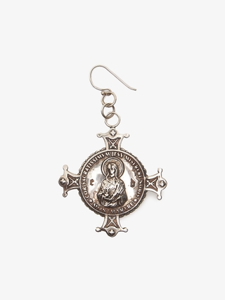 Enfants Riches Deprimes Silver Cross Medallion Earrings