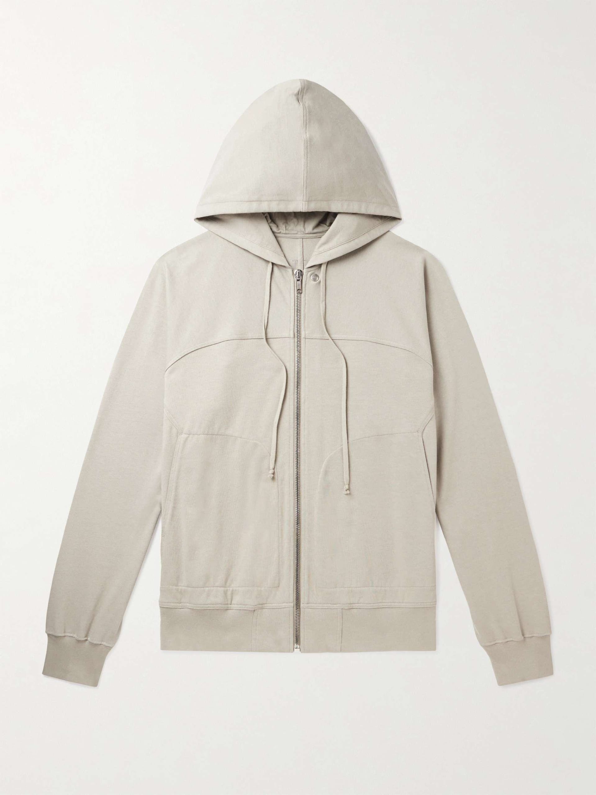 Rick Owens Cotton Jersey Zip Up Hoodie 000312