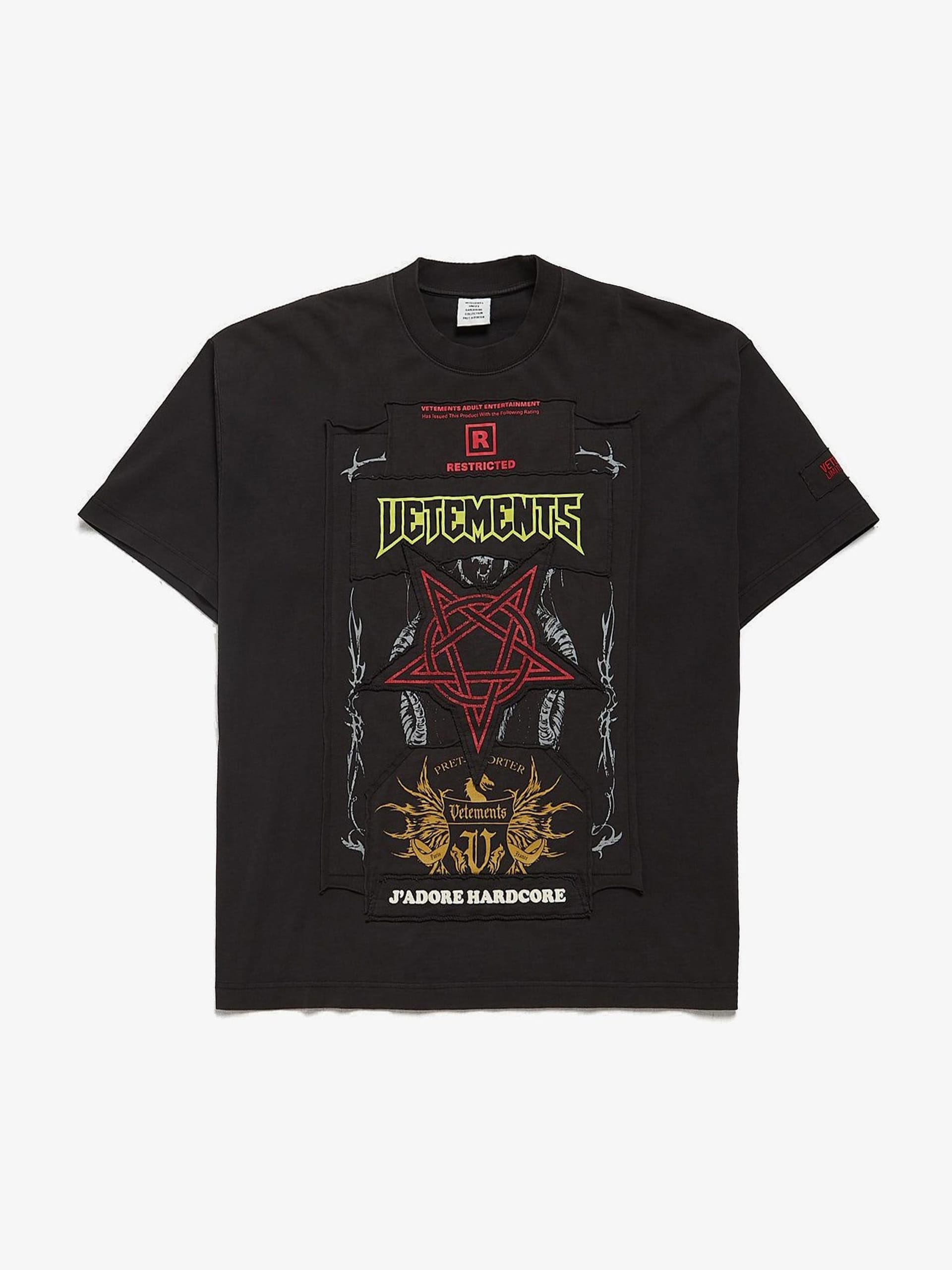 Vetements Black Hardcore Patched Dense Cotton T Shirt